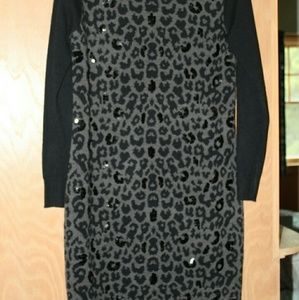 Betsy Johnson sequined knit black & gray dress EUC